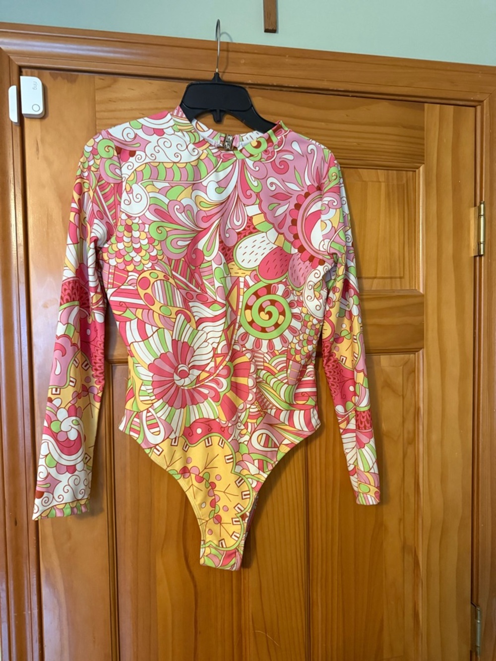 Colorful Psychedelic Print Long-Sleeve Bodysuit